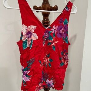 Floral Red Sleeveless Top
